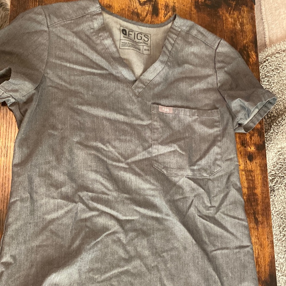 XS Figs Grey Scrub top